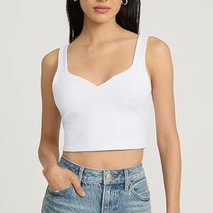 EXPRESS Body Contour High Compression Sweetheart Neckline Cropped Tank - White